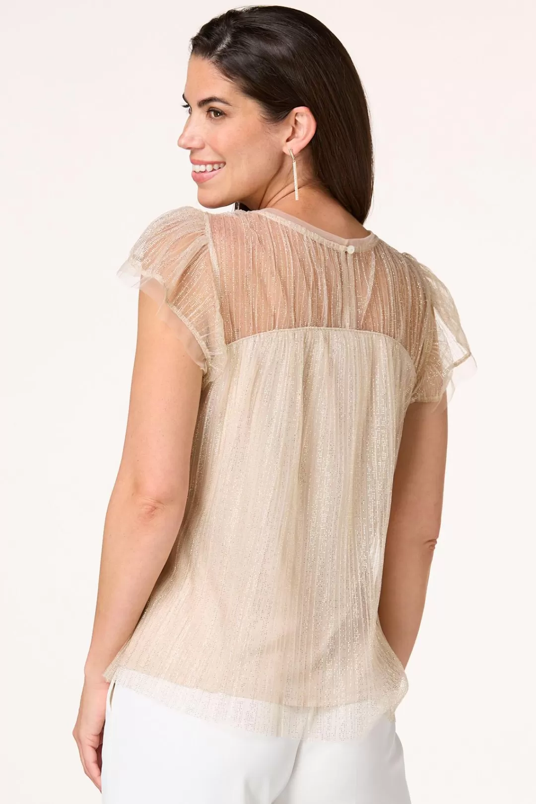 Cato Tops | Gold Shimmer Tulle Top