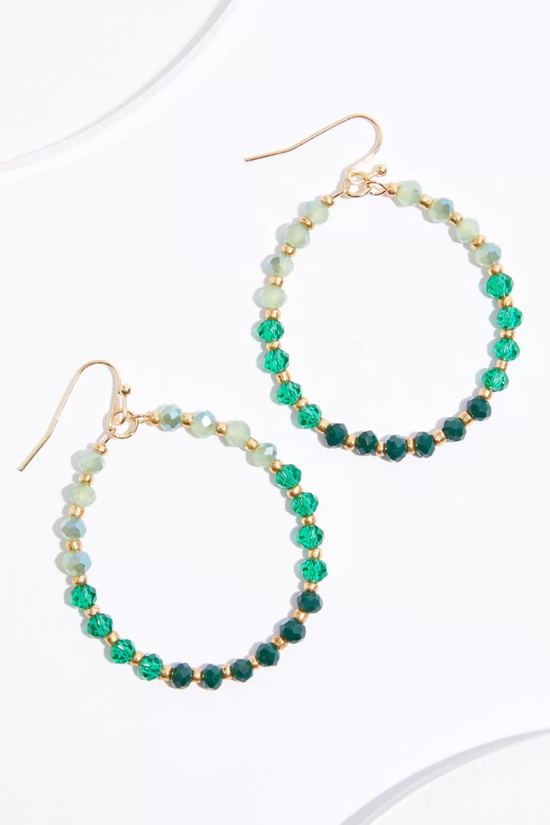 Cato Earrings | Green Glass Bead Tear Earrings