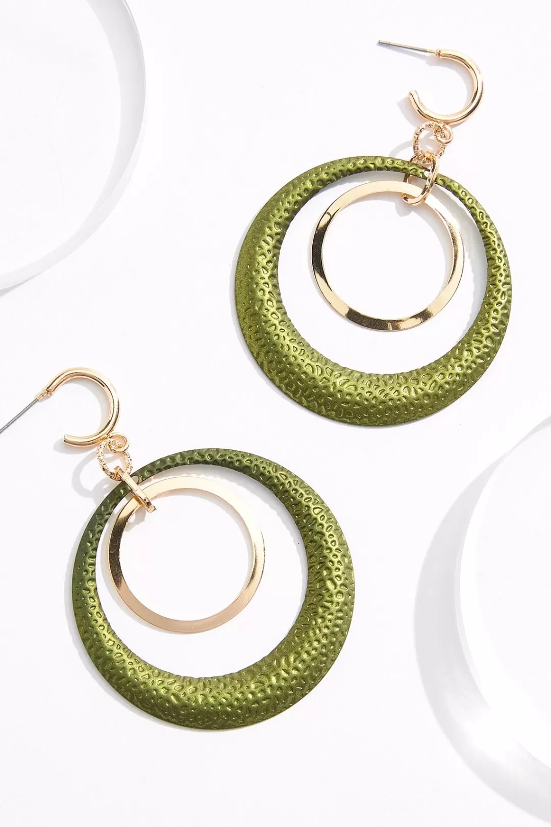 Cato Earrings | Green Gold Ring Dangle Earrings