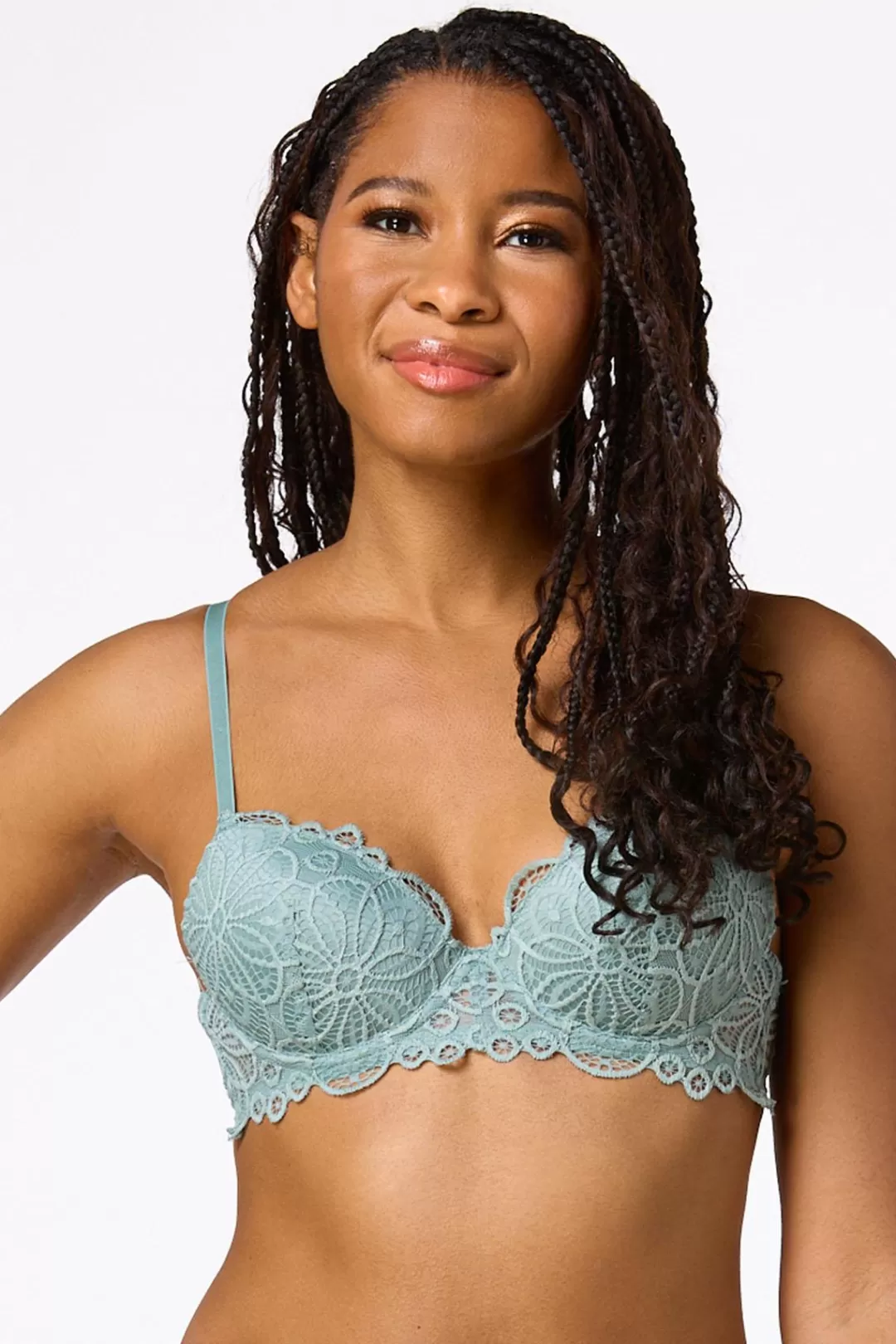 Cato Intimates | Green Ivory Lace Bra Set