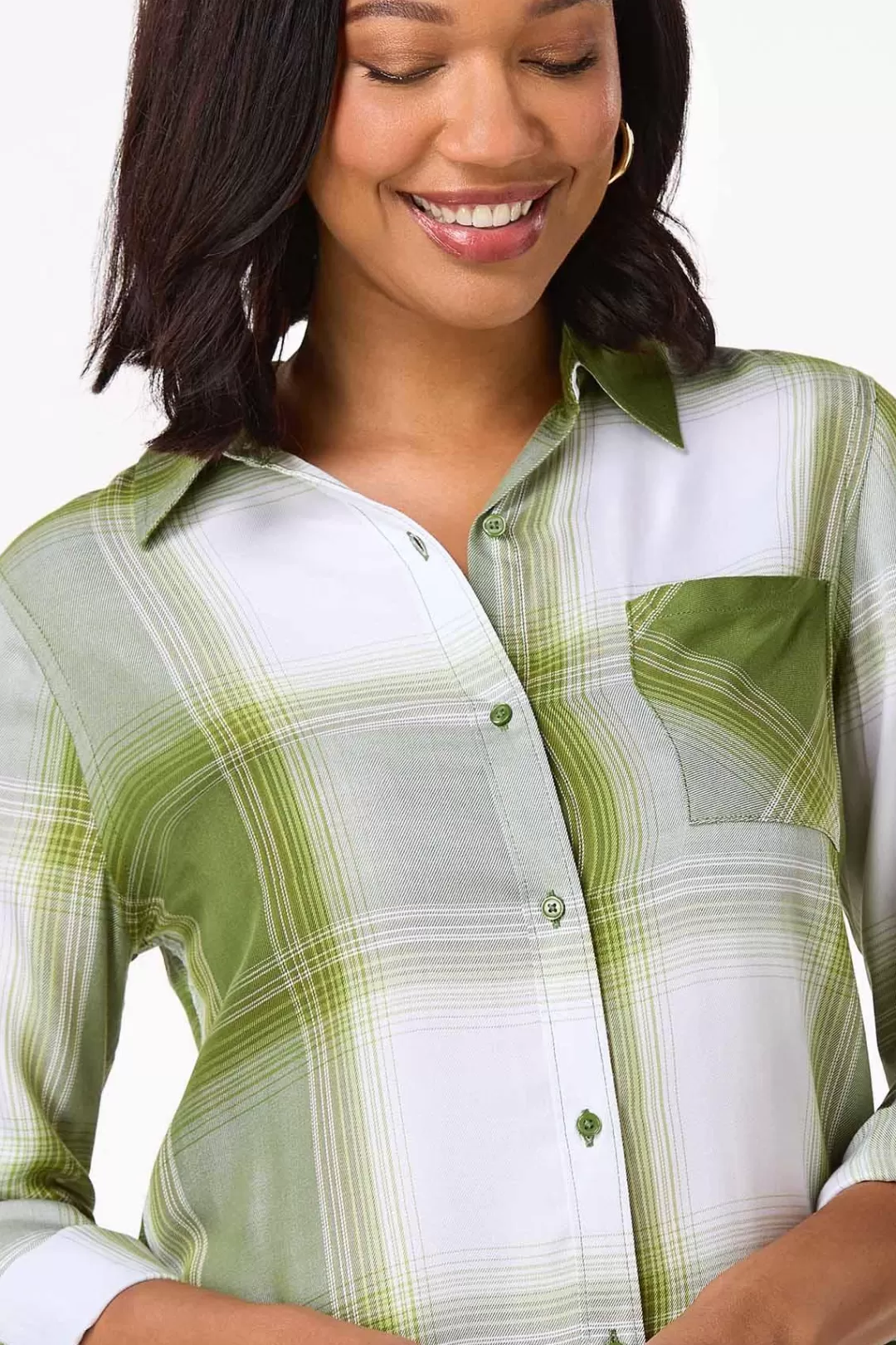 Cato Tops | Green Plaid Tunic