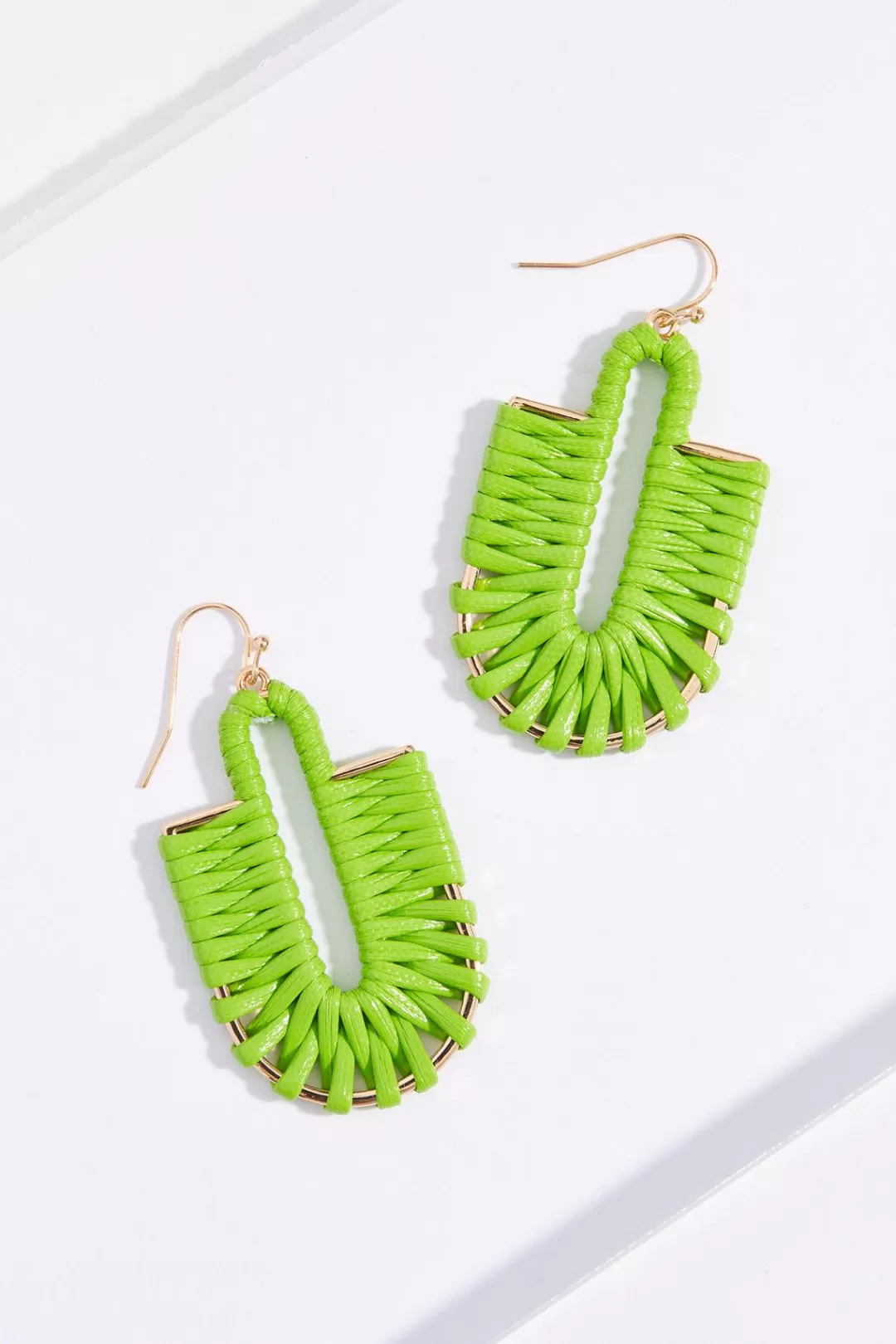 Cato Earrings | Green Raffia U- Shape Earrings