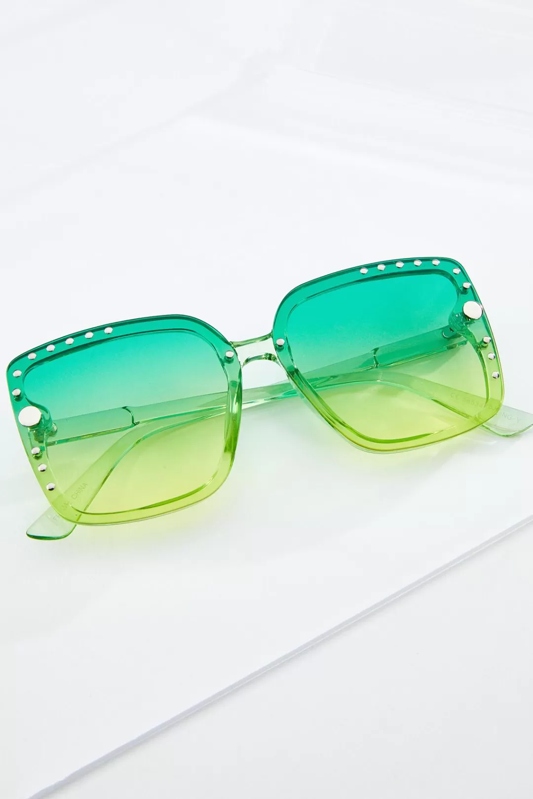 Cato Sunglasses | Green Stud Trim Sunglasses