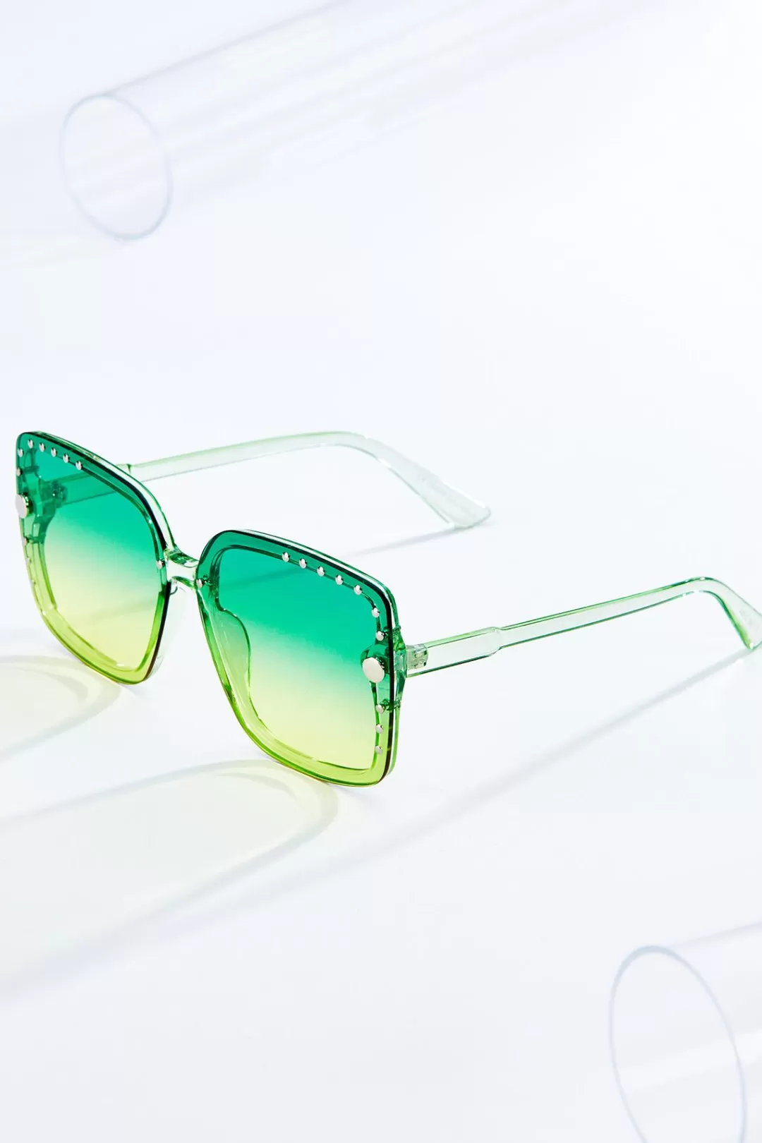 Cato Sunglasses | Green Stud Trim Sunglasses