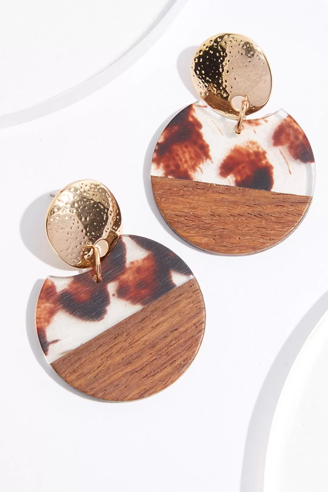 Cato Earrings | Half Wood Animal Lucite Earrings