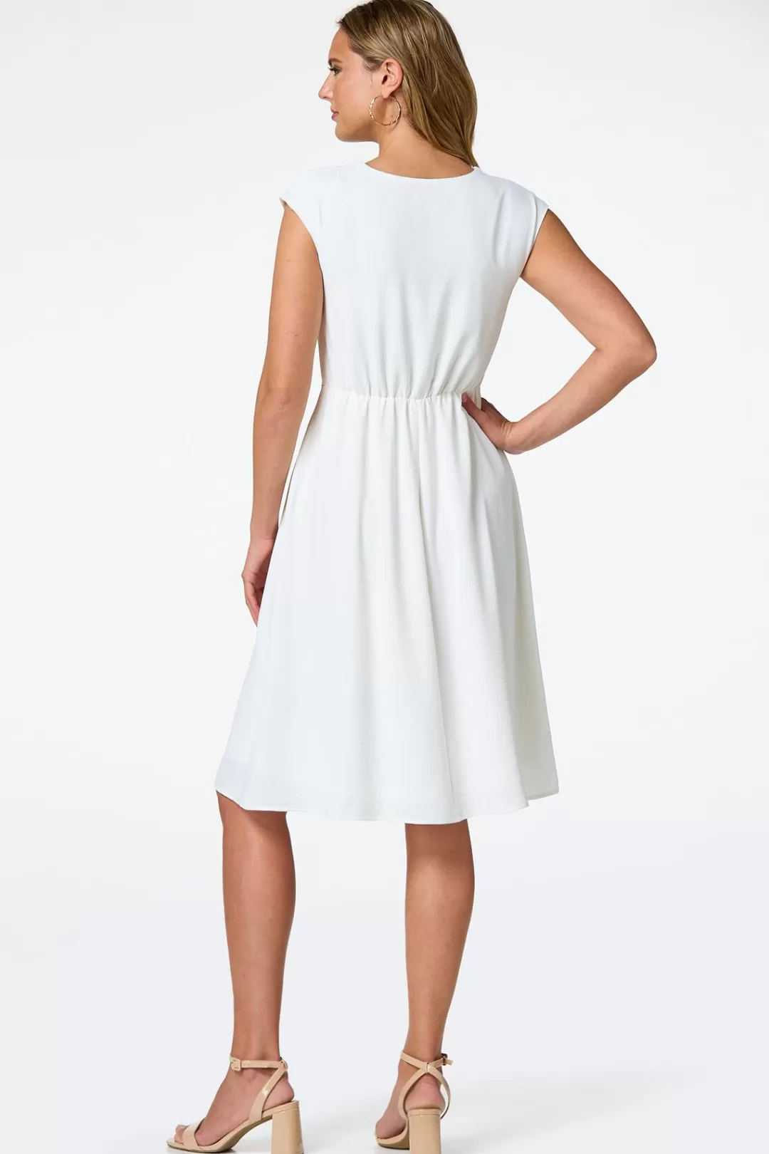 Cato Dresses | Ivory Knotted Waist Dress