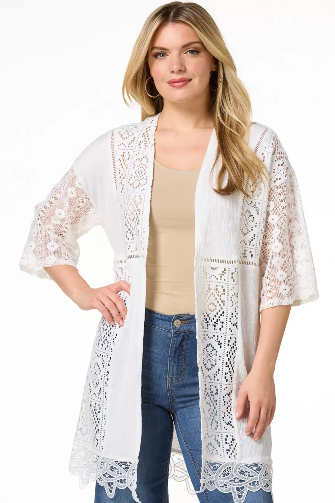 Cato Tops | Lacy Crochet Cardigan