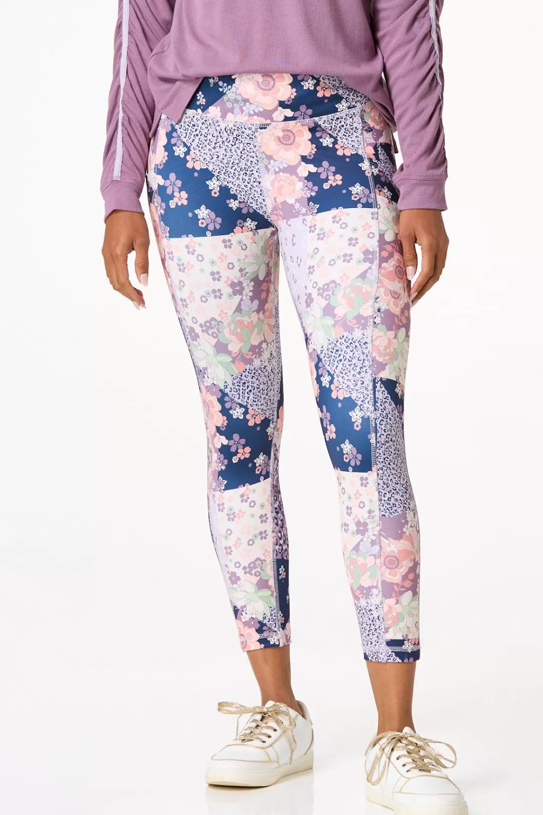 Cato Athleisure | Pants | Lavender Floral Patchwork Leggings