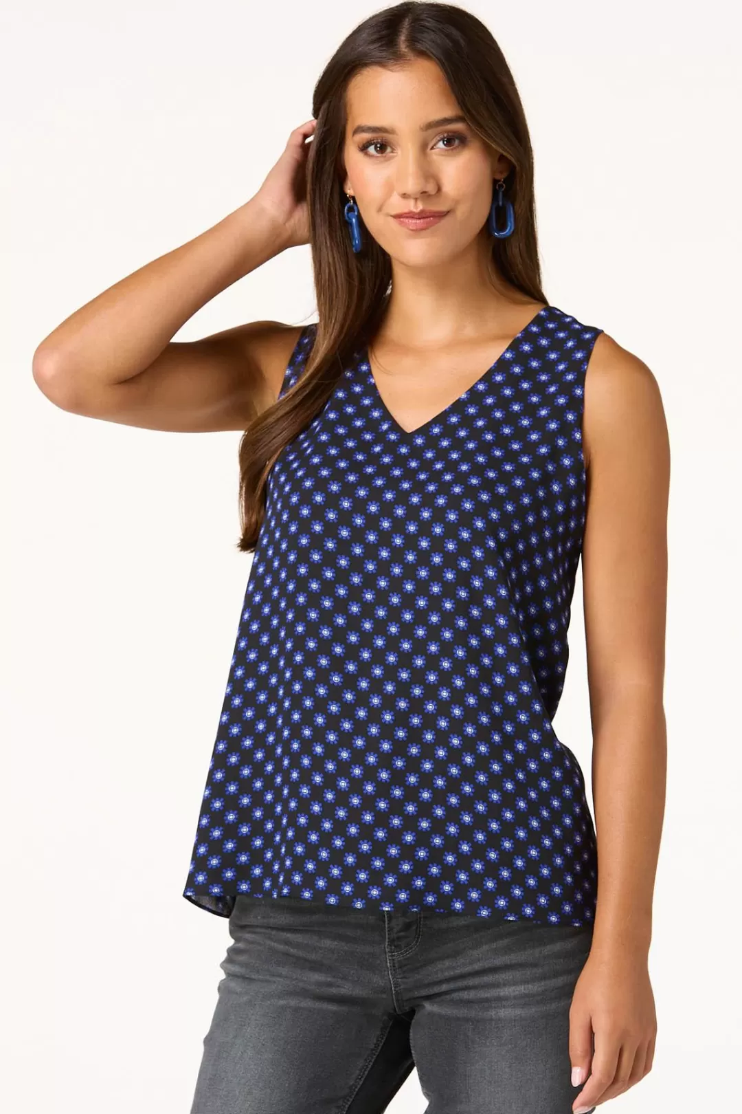 Cato Tops | Layered Blue Medallion Tank