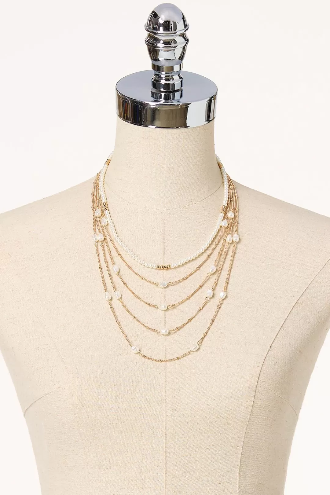 Cato Necklaces | Layered Chain Pearl Necklace