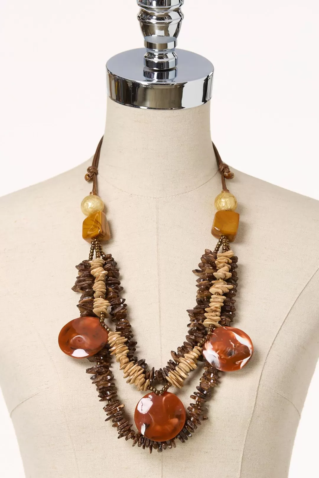 Cato Necklaces | Layered Wood Chip Necklace