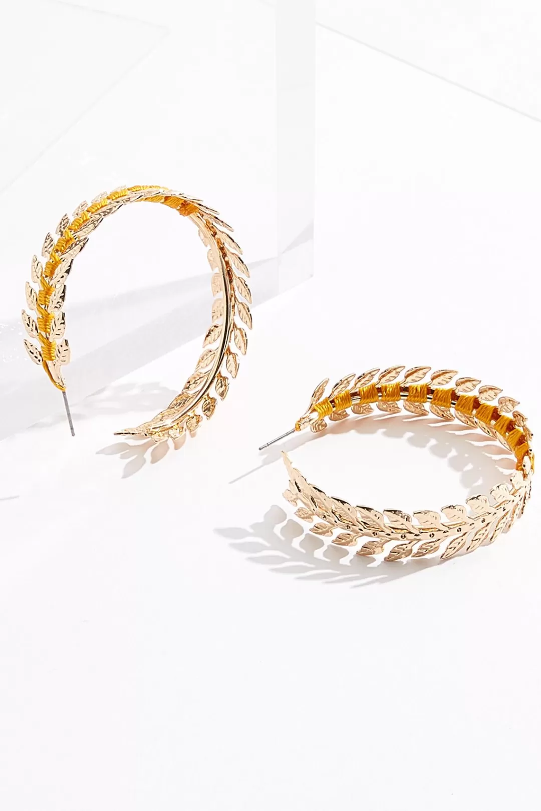 Cato Earrings | Leaf Thread Wrapped Hoop Earrings