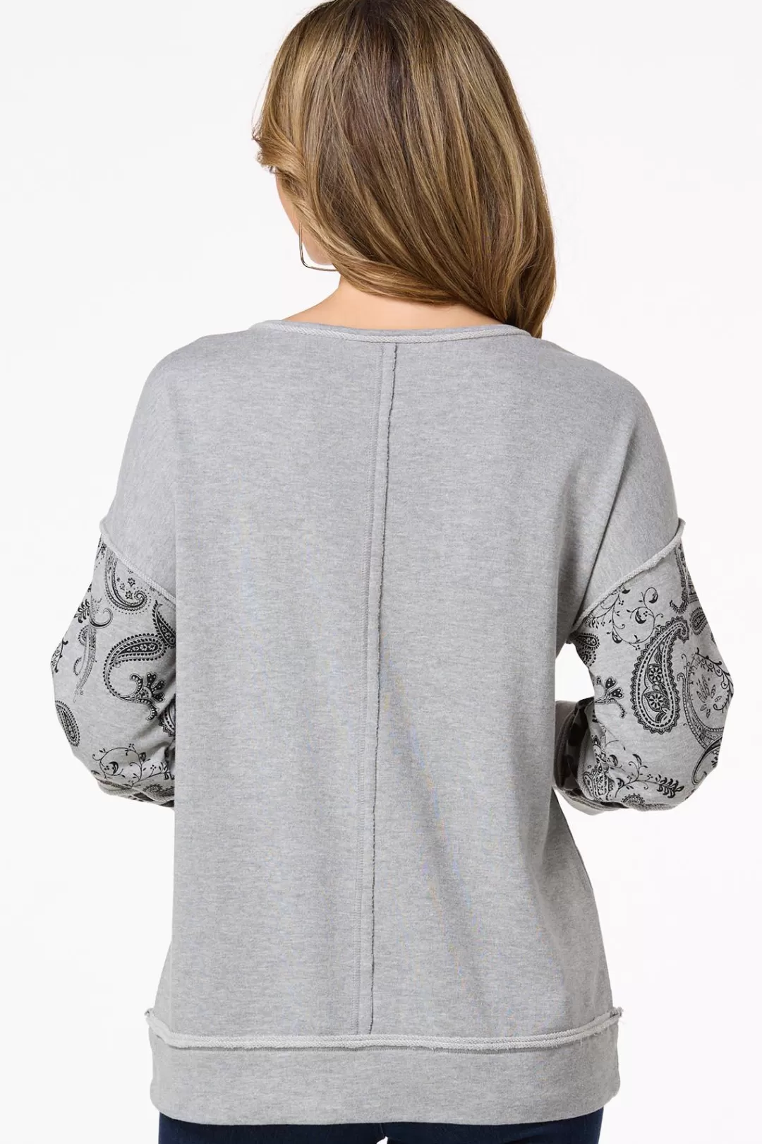 Cato Tops | Leopard Paisley Panel Sweatshirt