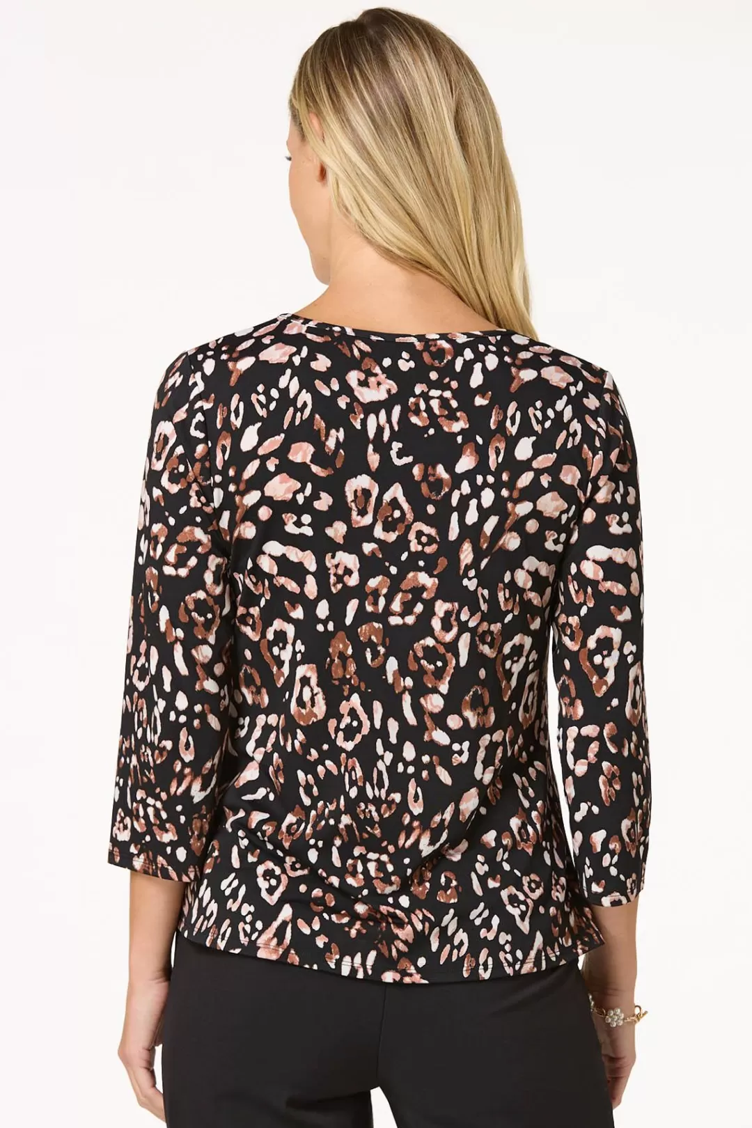 Cato Tops | Leopard Zip Front Top