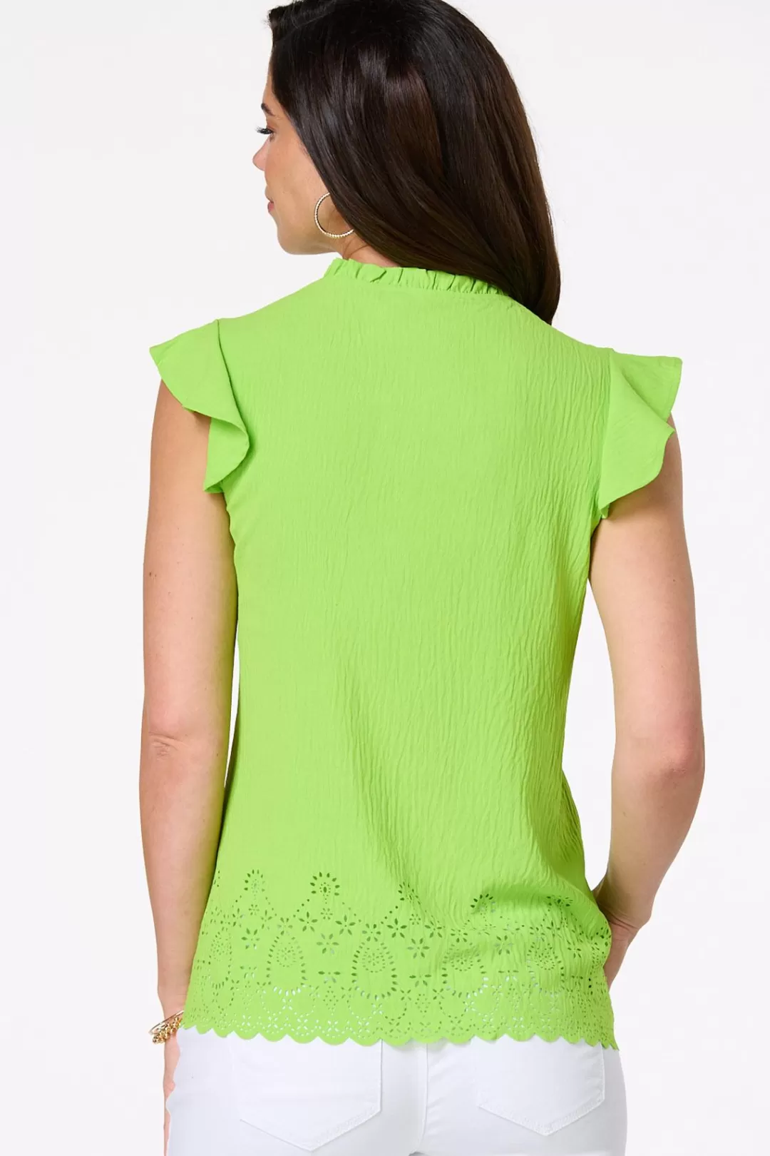 Cato Tops | Lime Laser Cut Tank