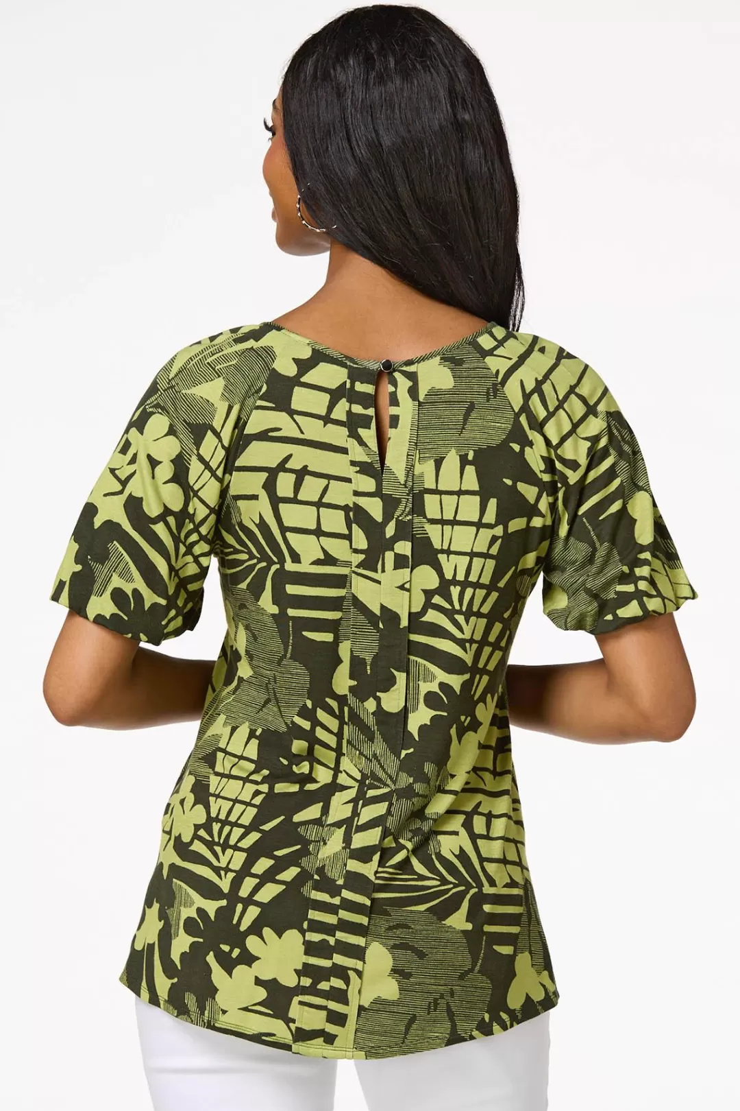 Cato Tops | Lime Palm Leaf Top