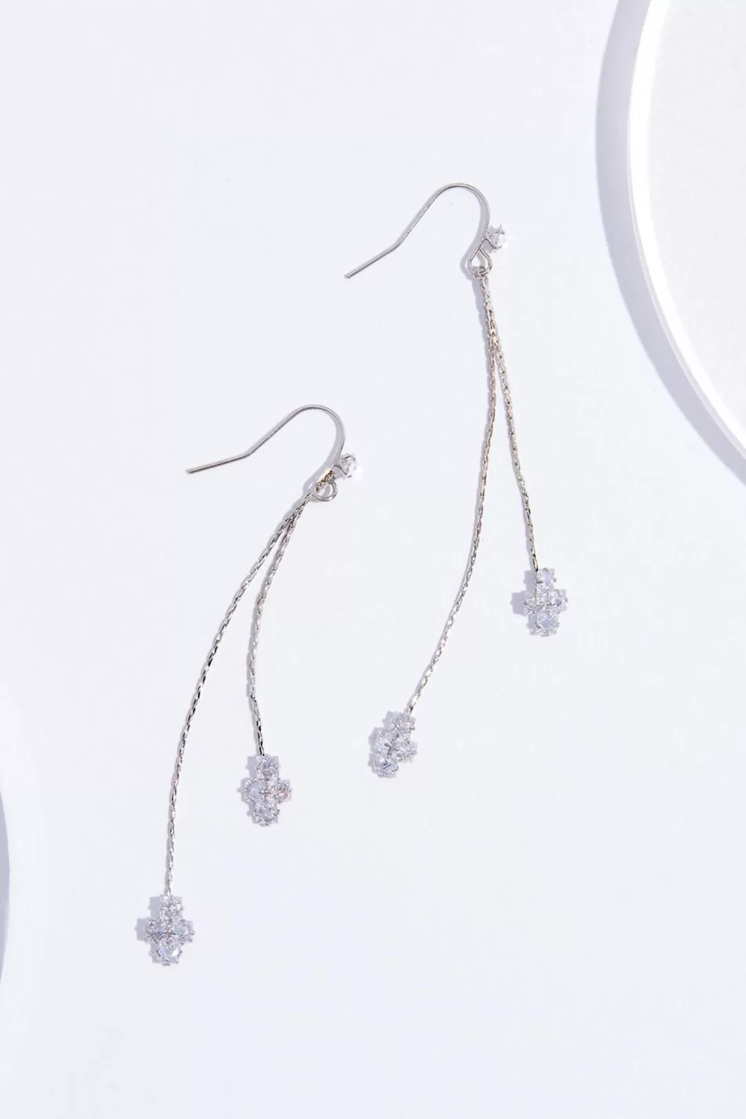 Cato Inspirational | Earrings | Linear Cubic Zirconia Cross Earrings