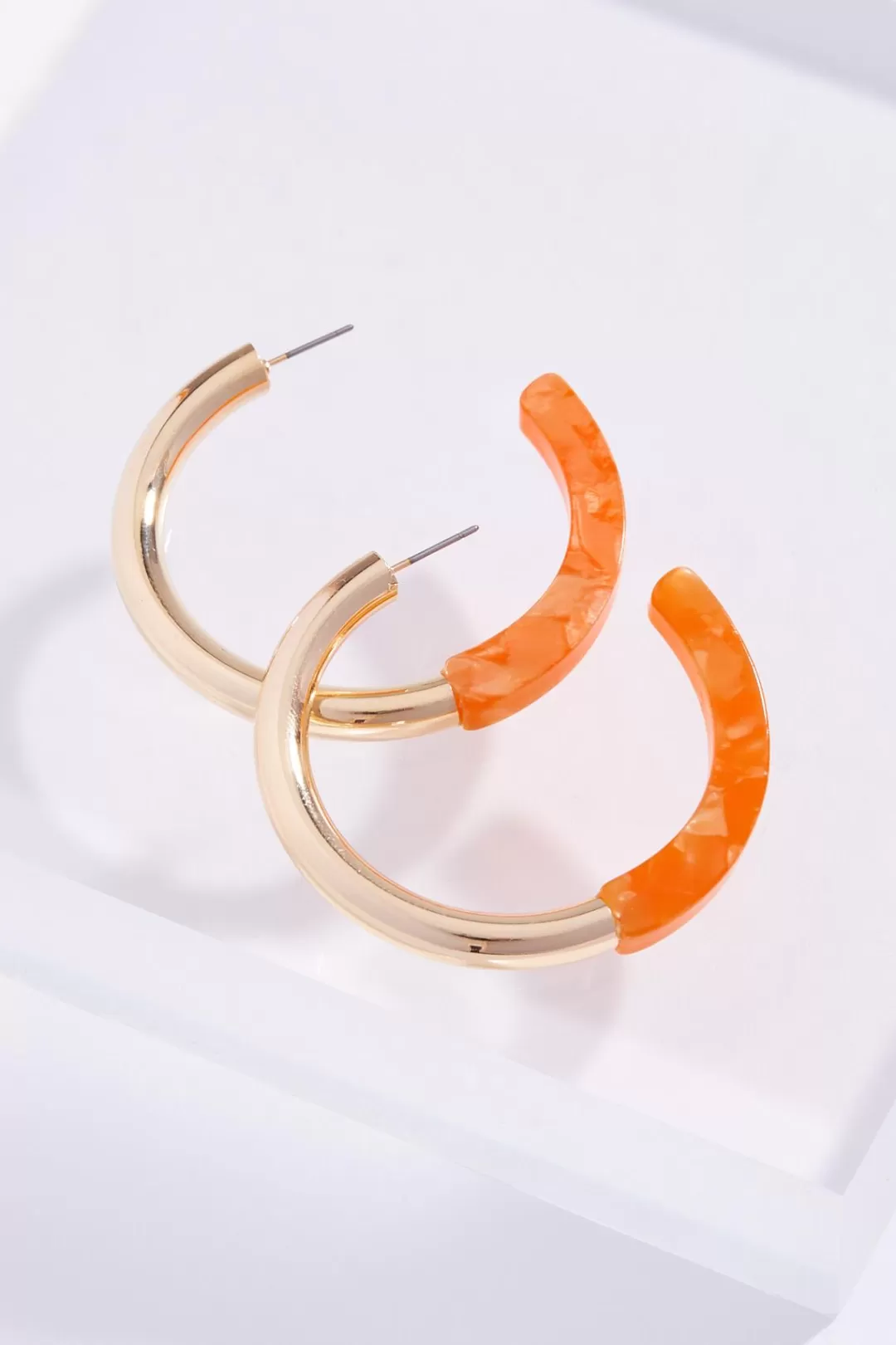 Cato Earrings | Lucite Gold Hoop Earrings