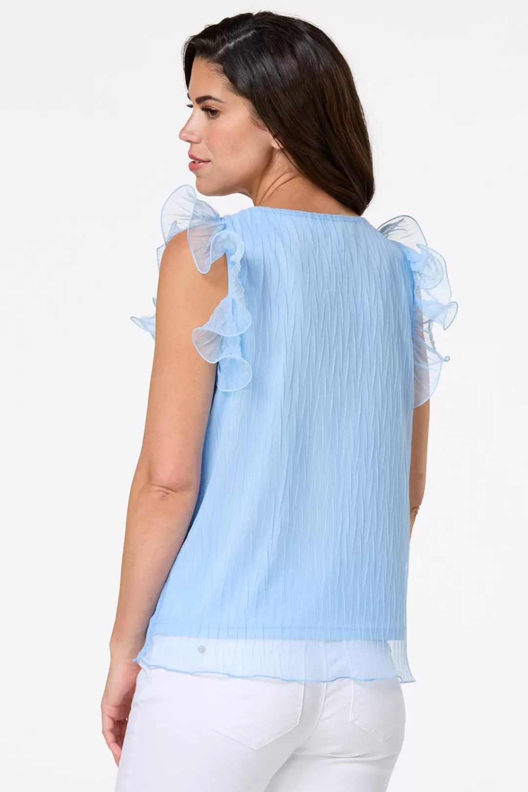 Cato Tops | Mesh Flutter Sleeve Top