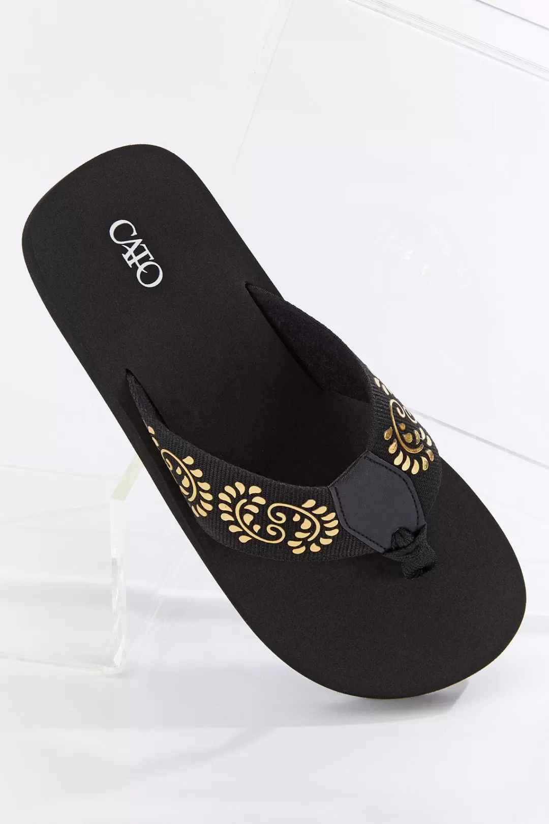 Cato Sandals | Metallic Scroll Flip Flops