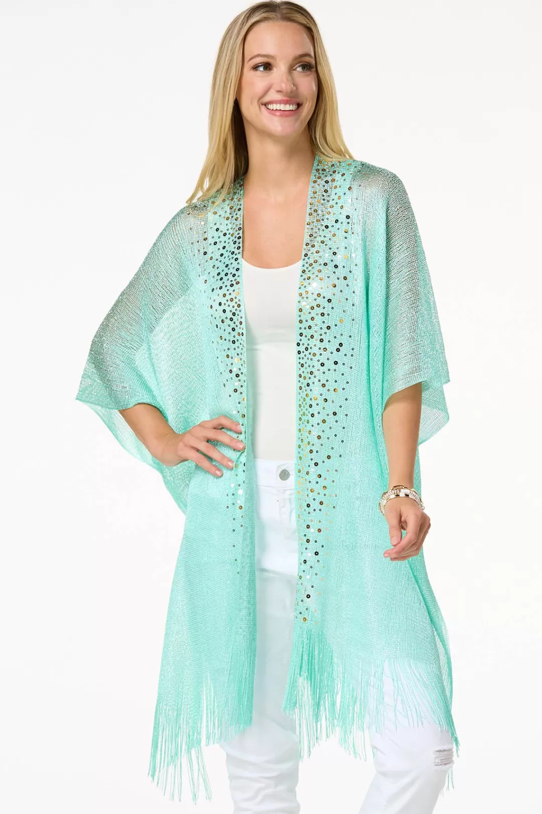 Cato Cover Ups | Tops | Metallic Sequin Kimono