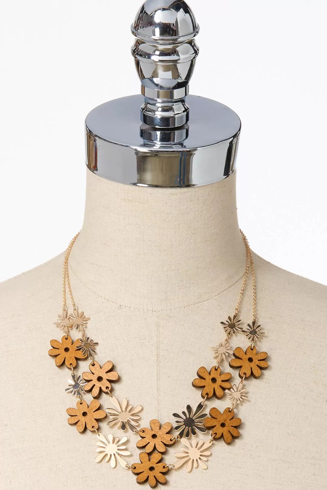 Cato Sets | Necklaces | Mod Wood Flower Necklace Earring Set