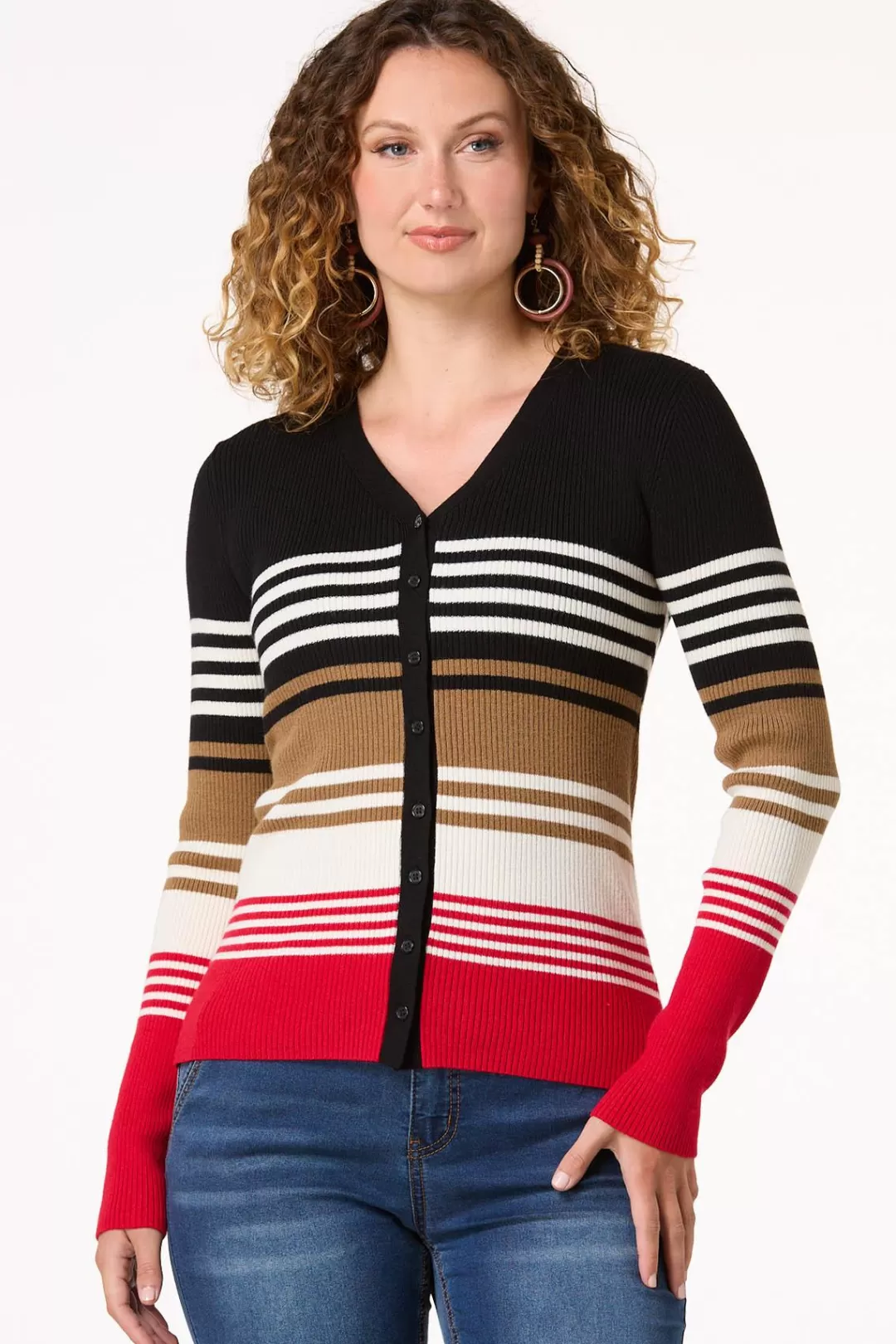 Cato Sweaters | Multi Stripe Cardigan