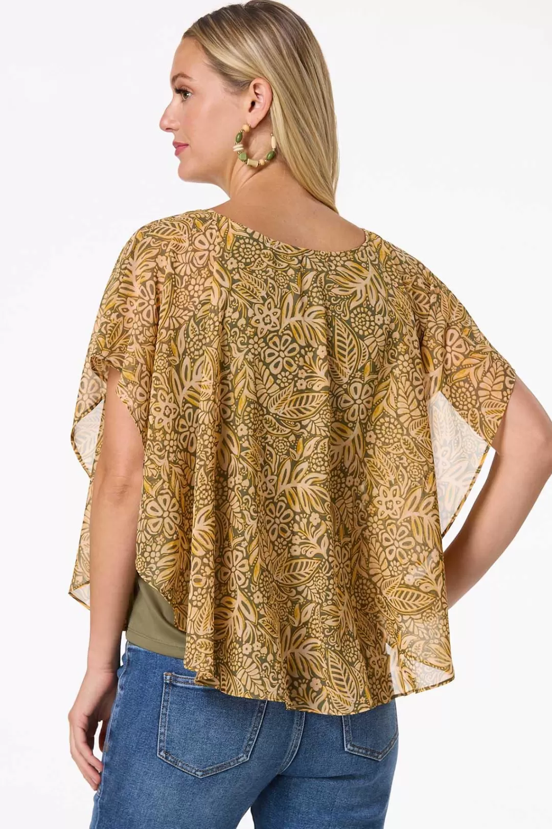 Cato Tops | Natural Floral Wood Bead Capelet