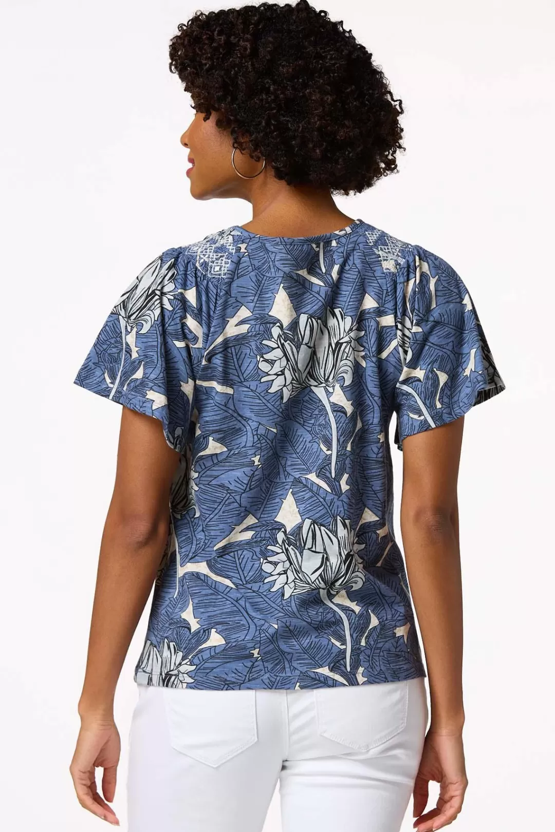 Cato Tops | Navy Palm Top