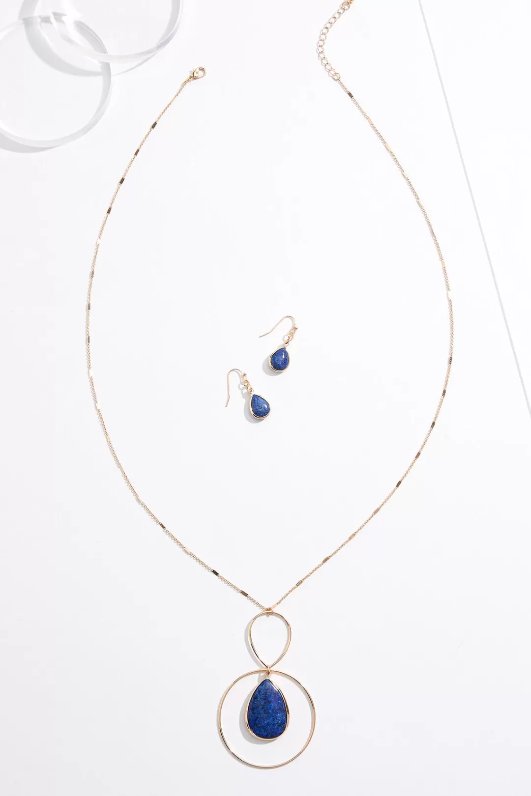 Cato Sets | Necklaces | Navy Tear Pendant Necklace Set