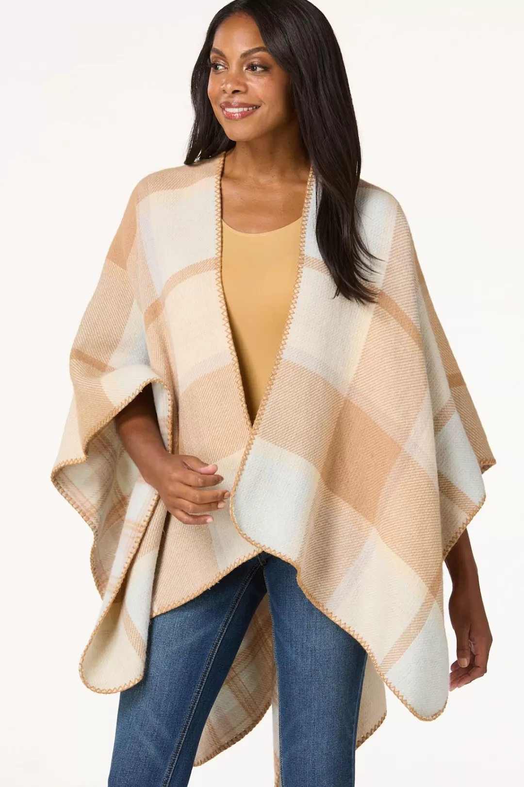 Cato Cold Weather | Neutral Box Plaid Wrap