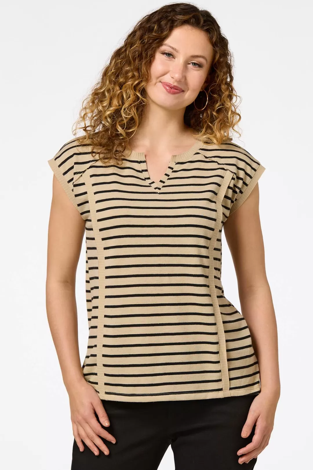 Cato Tops | Neutral Stripe Tunic