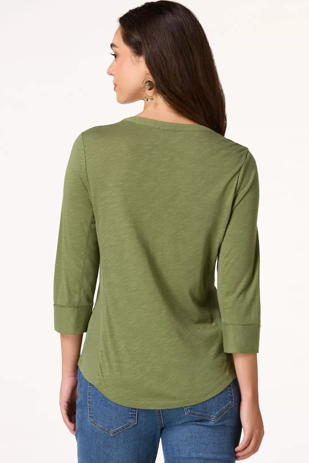 Cato Tops | Olive Front Pocket Top