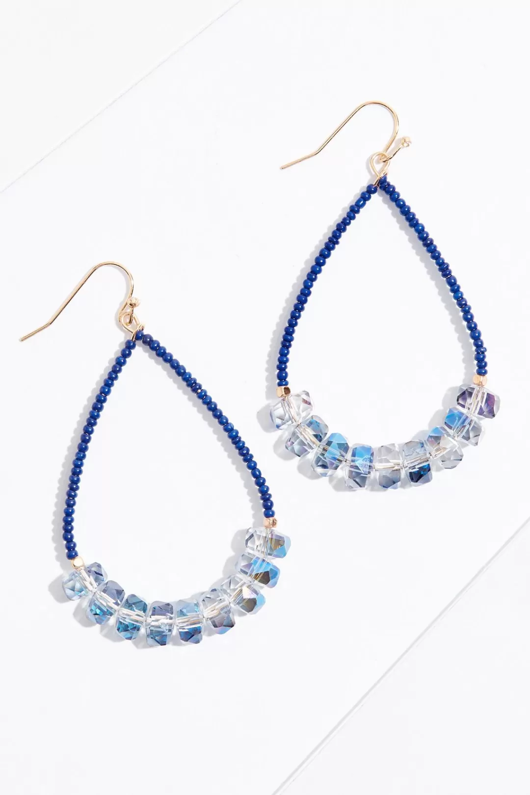 Cato Earrings | Open Tear Blue Bead Earrings