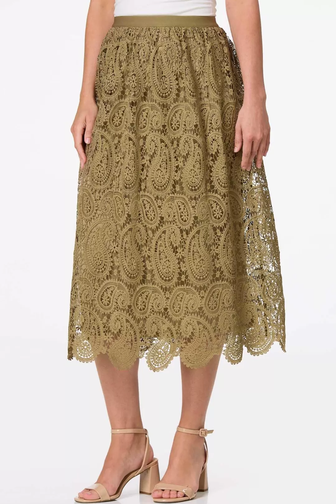 Cato Skirts | Paisley Crochet Midi Skirt