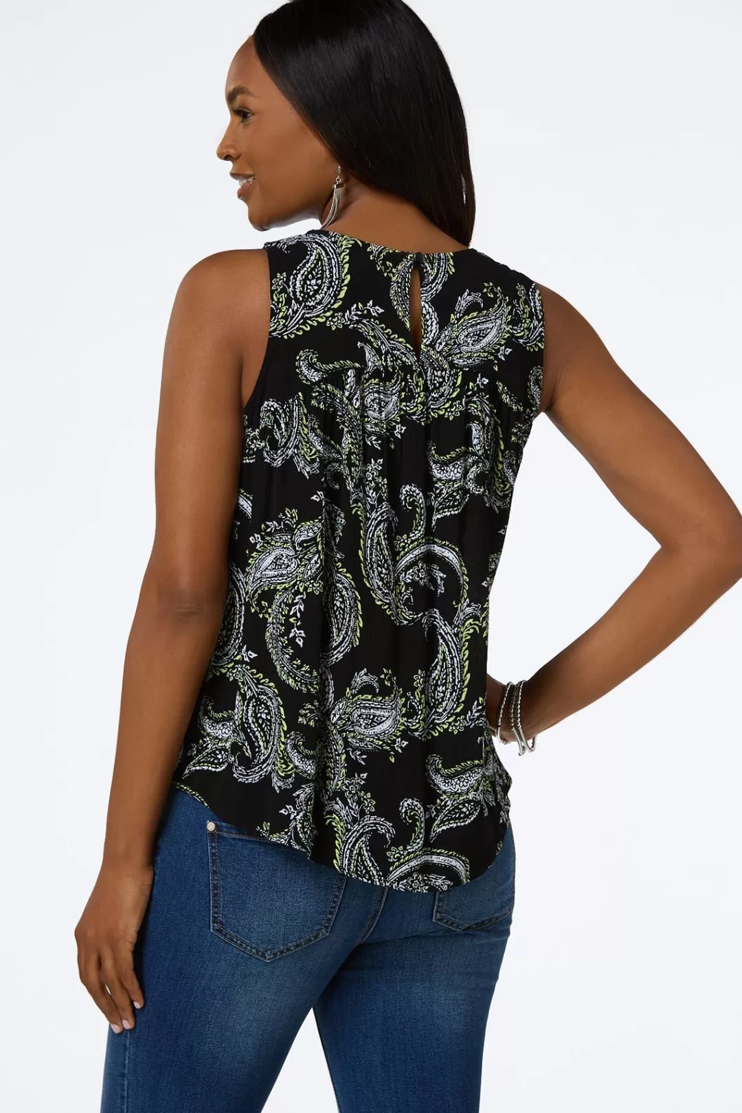 Cato Tops | Paisley Crochet Yoke Tank