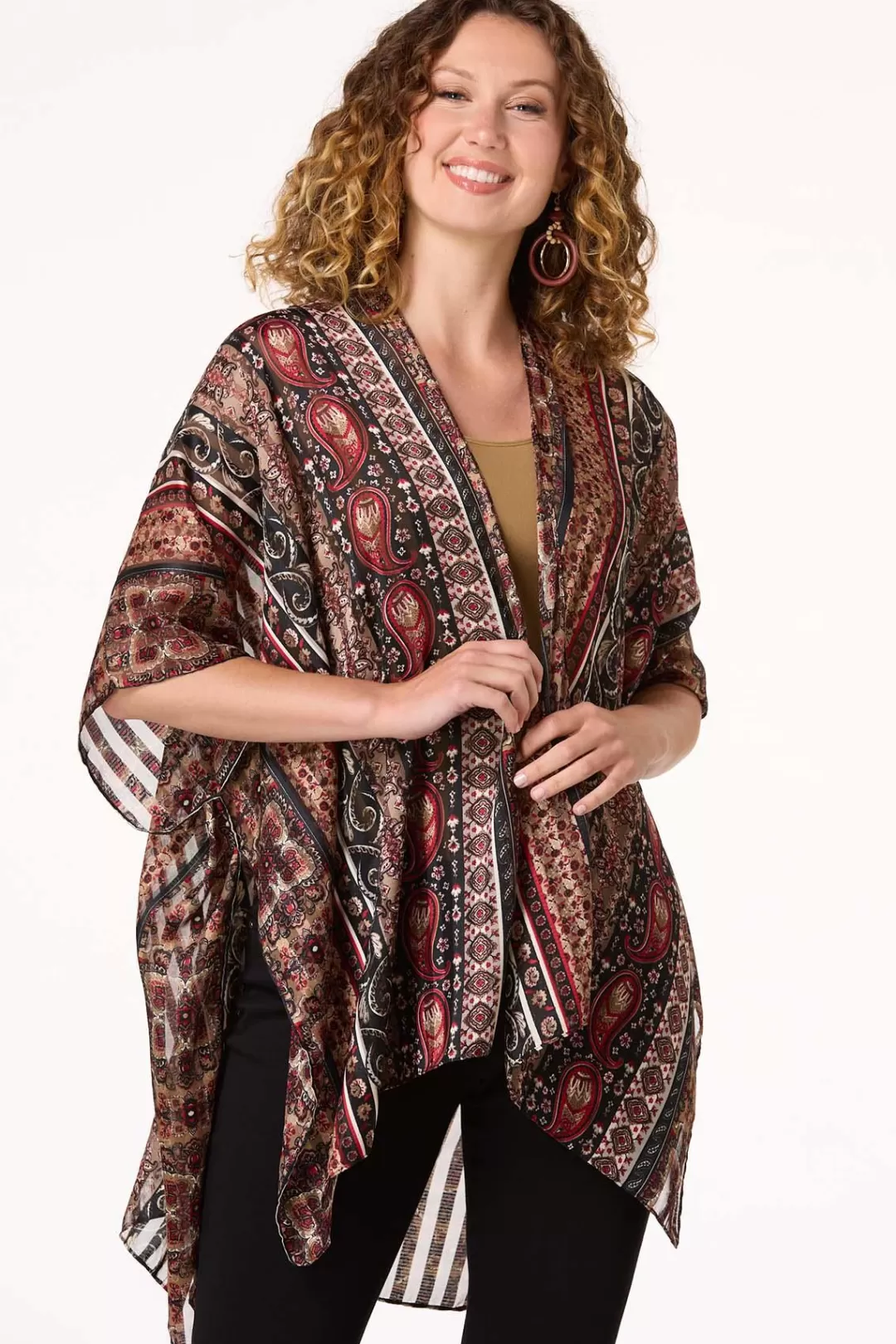 Cato Cover Ups | Tops | Paisley Stripe Pattern Kimono