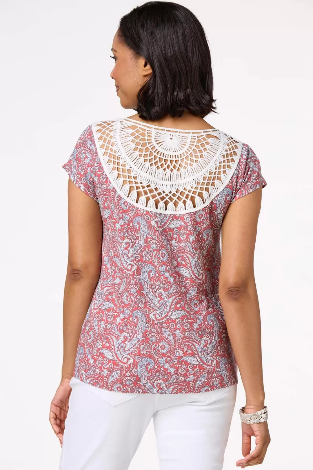 Cato Tops | Paisley Twisted Hem Top