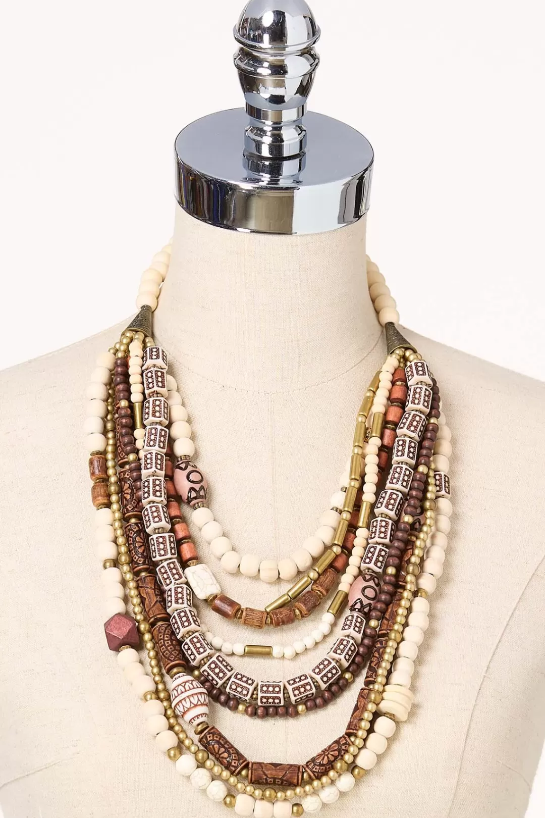 Cato Necklaces | Pattern Wood Layered Necklace