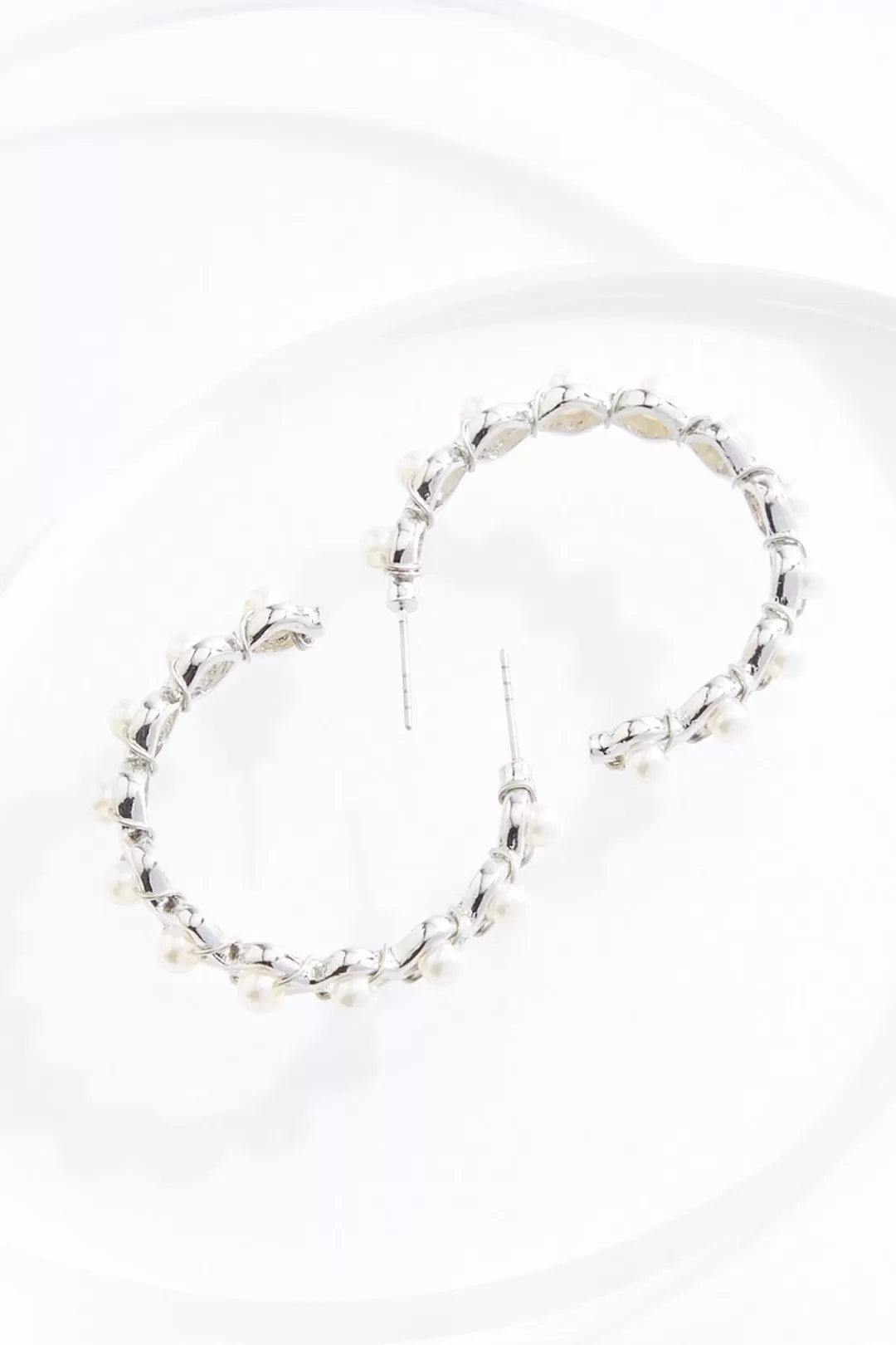 Cato Social Occasion | Earrings | Pearl Studded Hoop Earrings