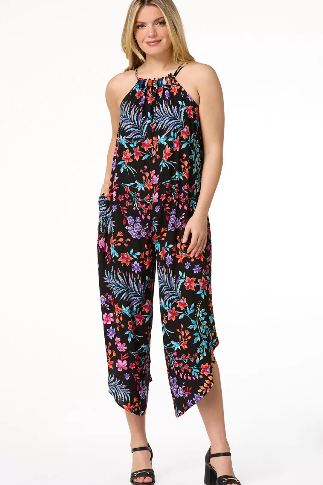 Cato Petites | Dresses | Petite Beaded Floral Genie Jumpsuit