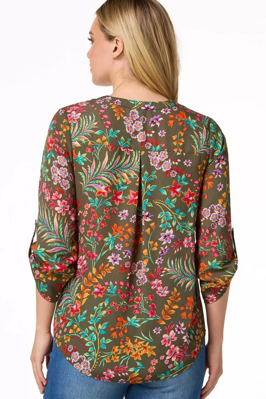 Cato Petites | Tops | Petite Garden Floral Zip Front Top