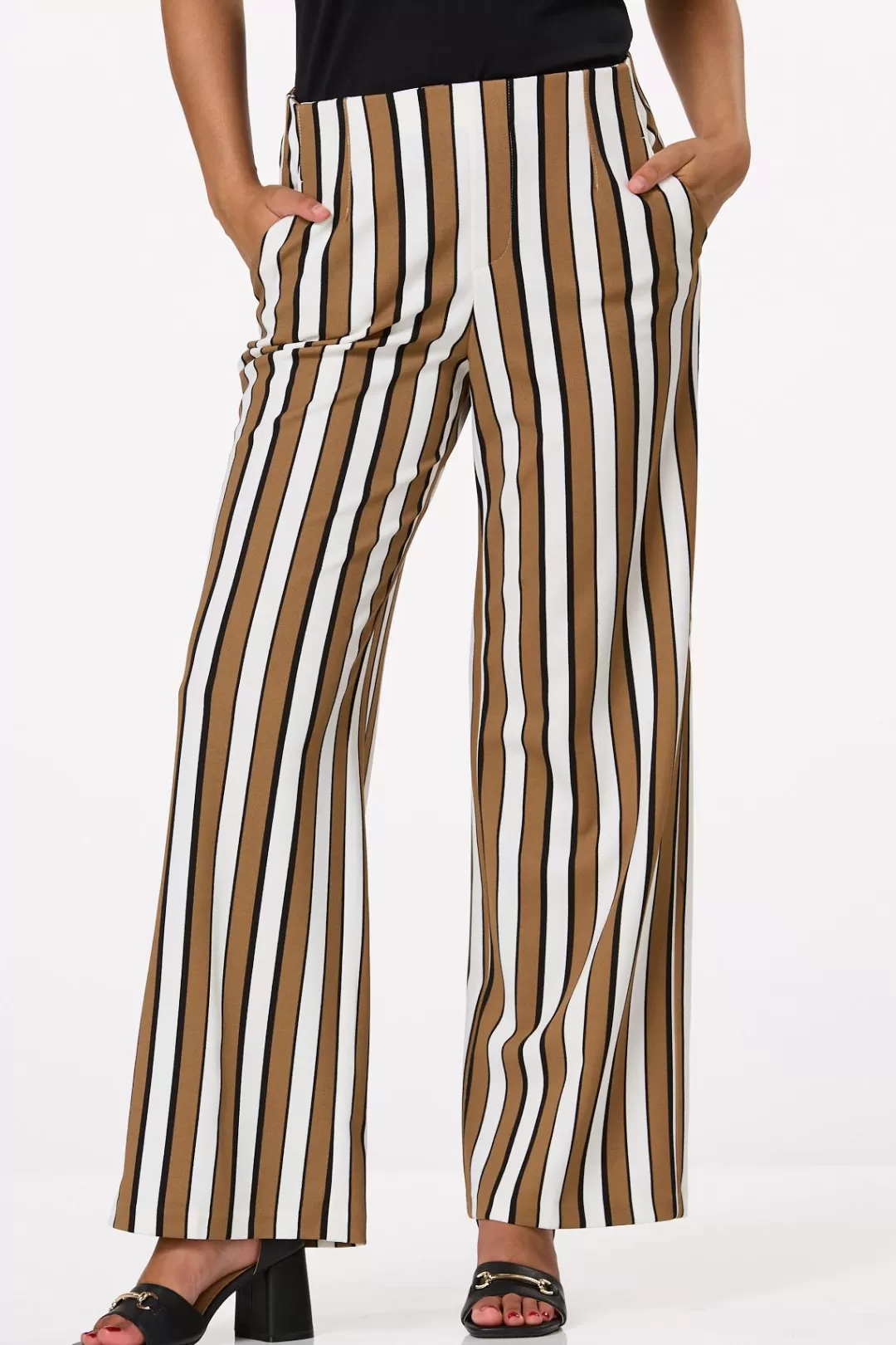 Cato Petites | Pants | Petite Neutral Stripe Pants