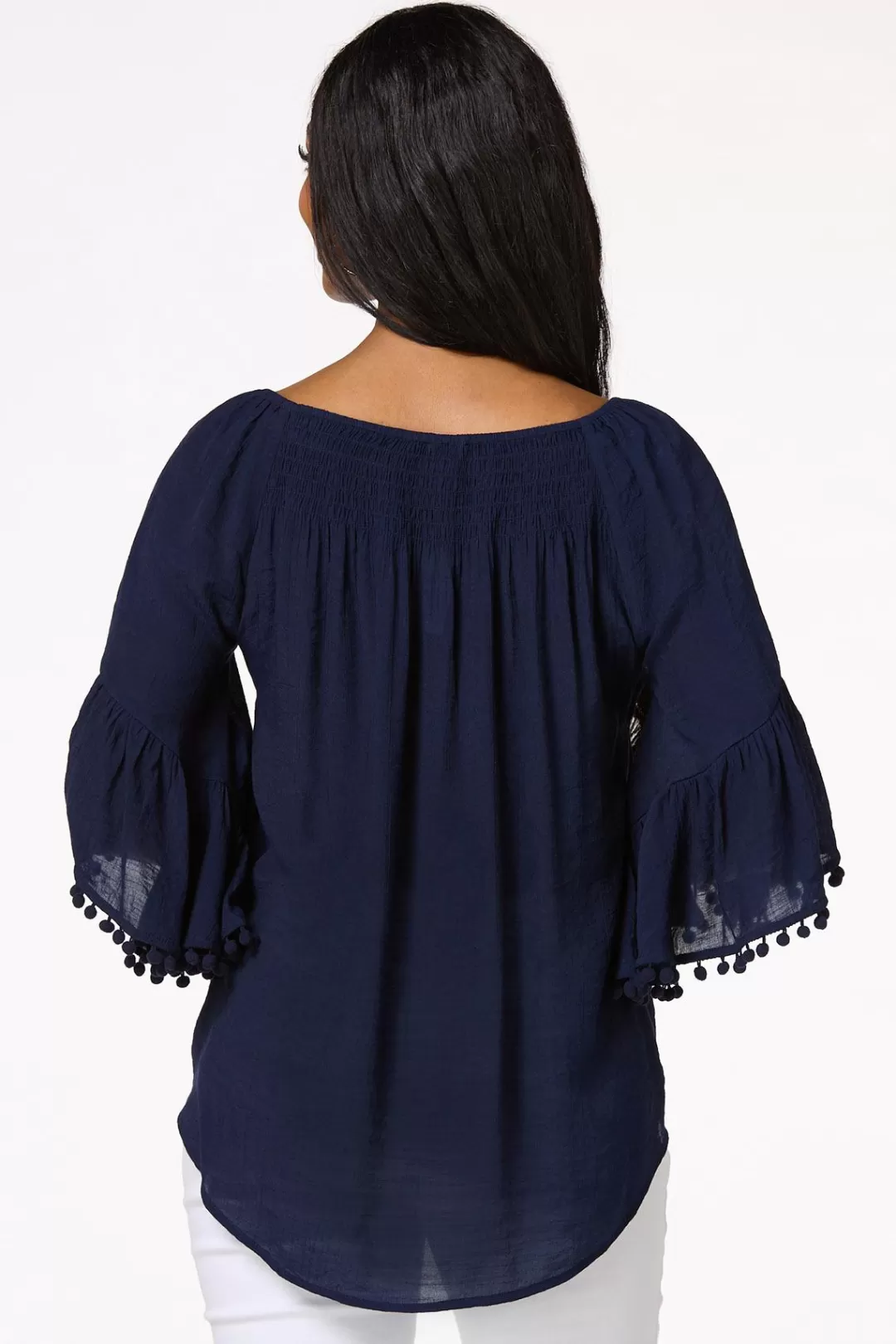 Cato Petites | Tops | Petite Smocked Pom Sleeve Poet Top