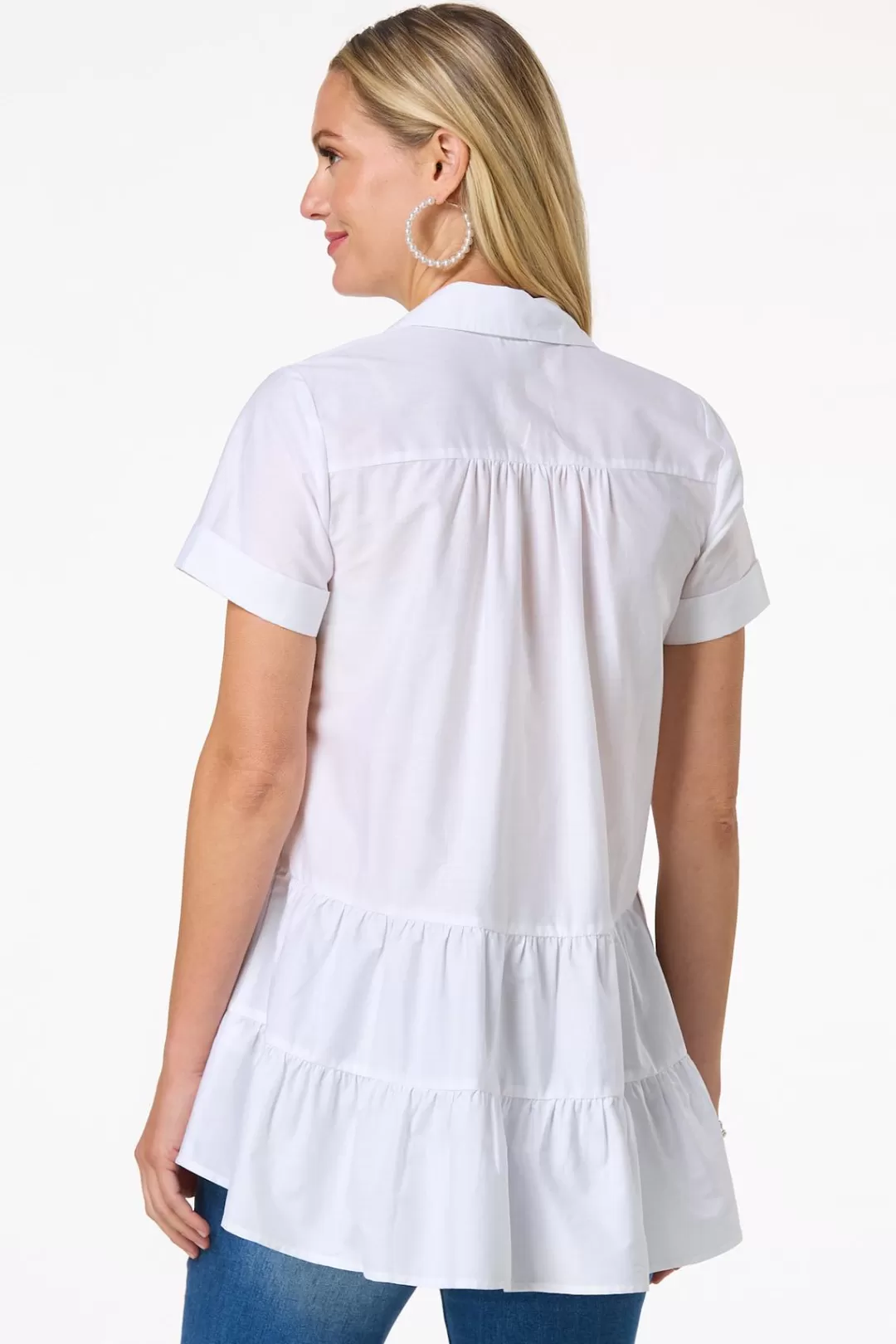 Cato Petites | Tops | Petite Tiered Poplin Tunic