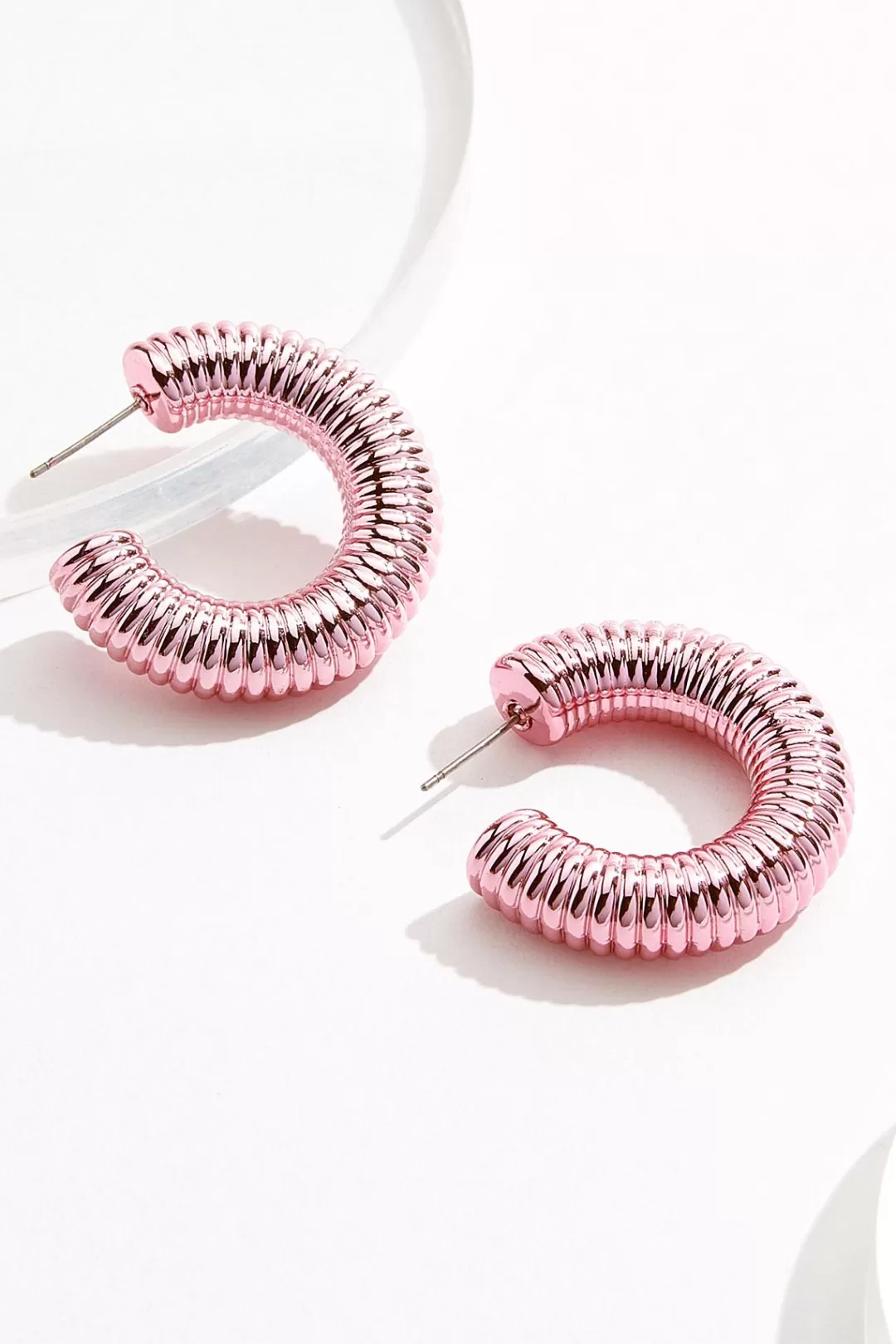 Cato Earrings | Pink Coil Hoop Earrings