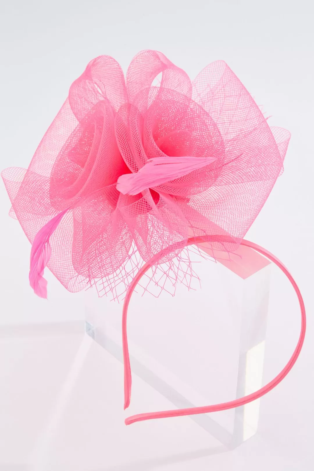 Cato Hats & Hair | Pink Rose Feather Fascinator