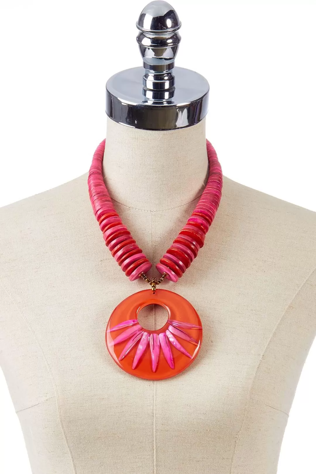 Cato Necklaces | Pink Wood Resin Pendant Necklace