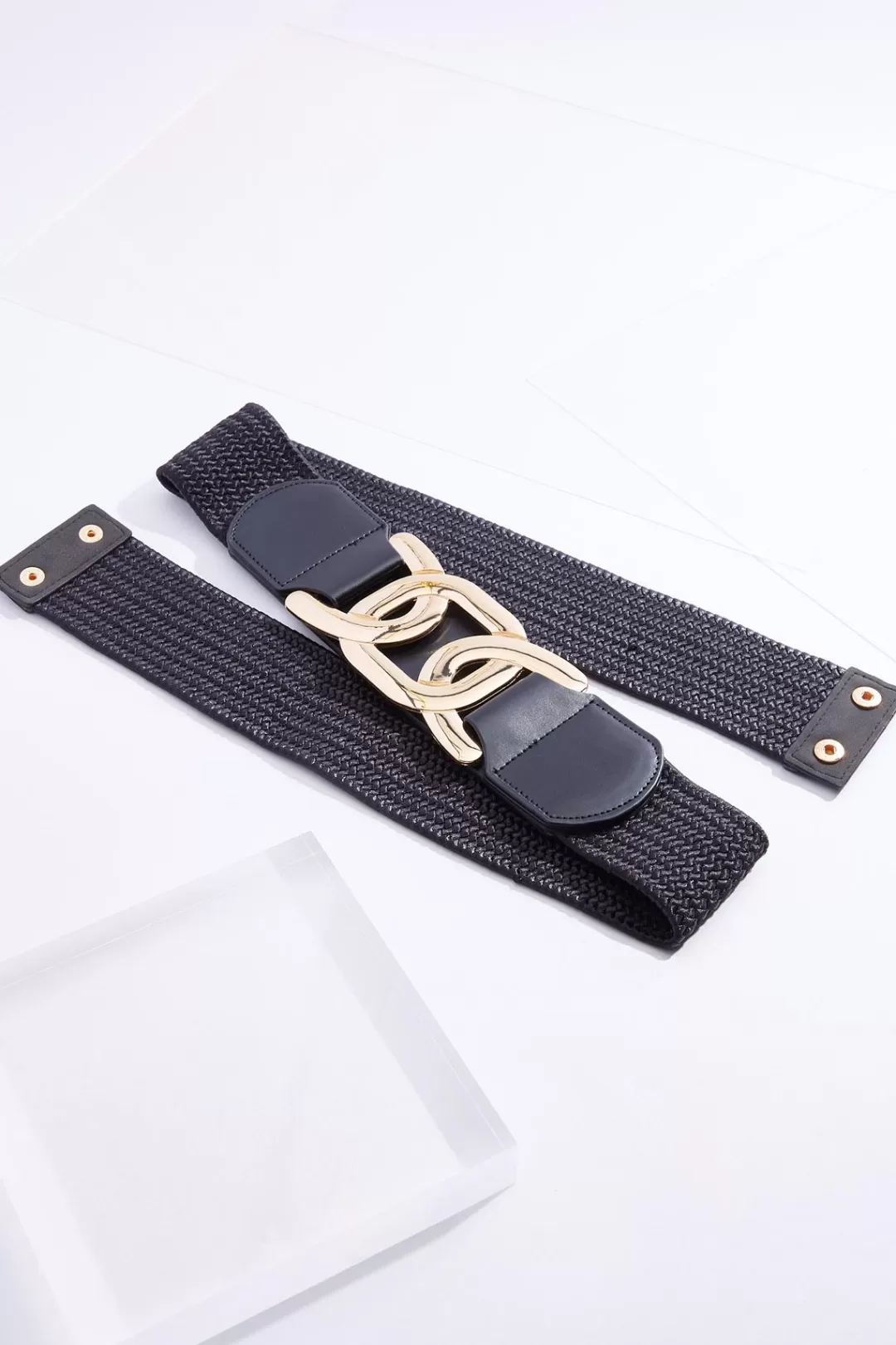 Cato Belts | Plus Size Raffia Chain Link Stretch Belt