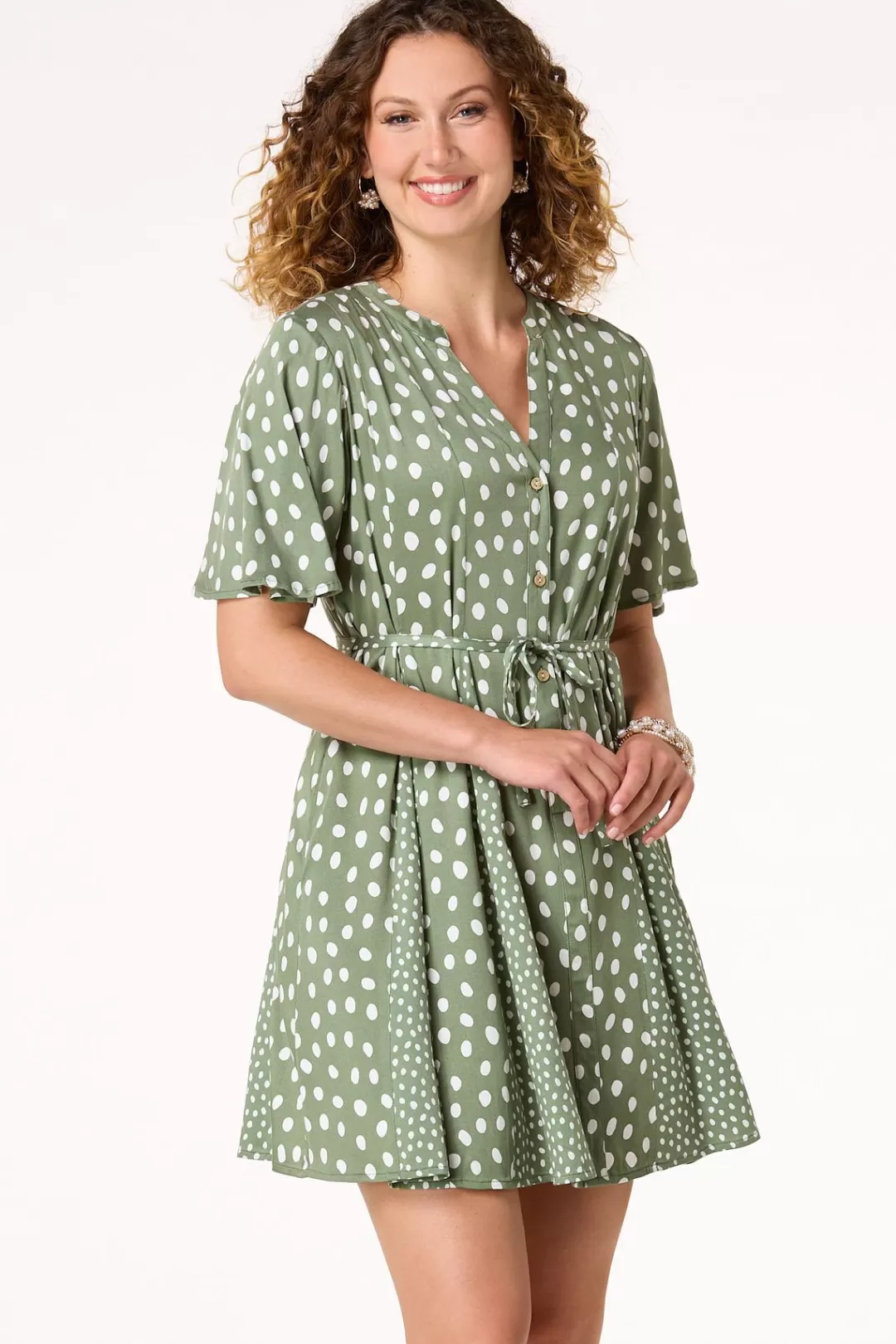 Cato Dresses | Polka Dot Shirt Dress